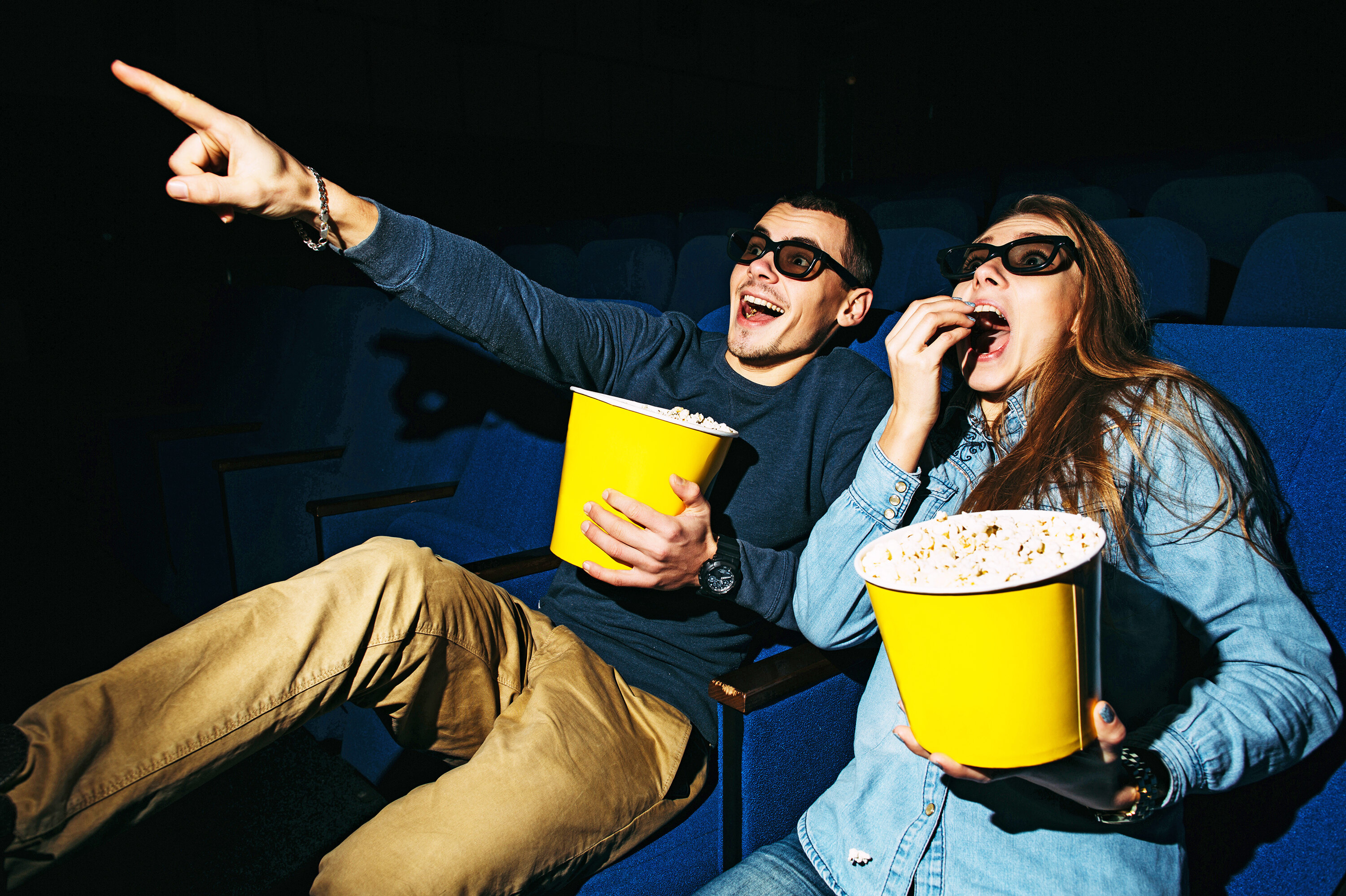 Movie night with popcorn